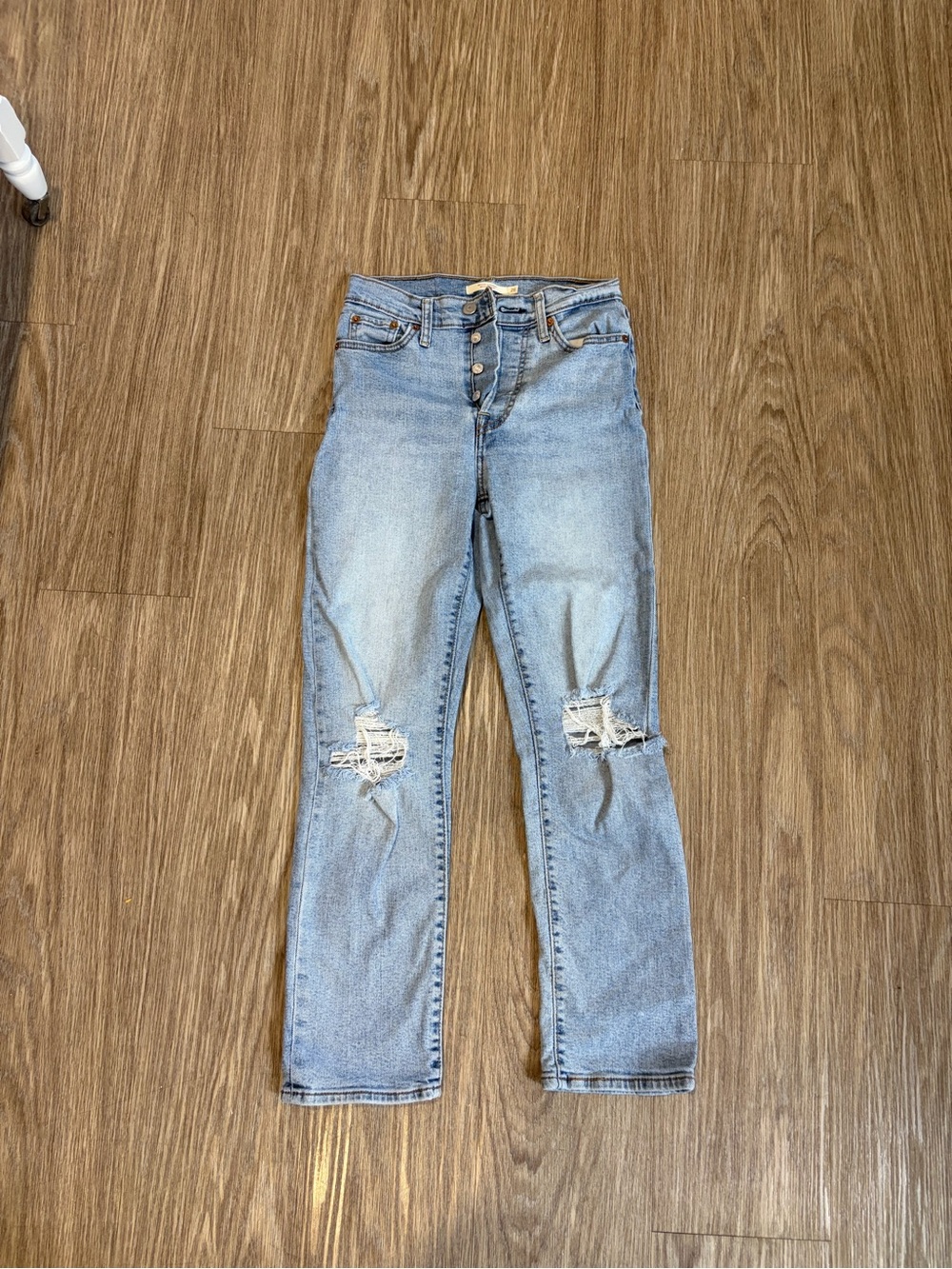 Levi's Light Blue Distressed High-Rise Straight Leg Jeans
